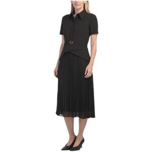 JULIA JORDAN Laguna Scuba Pleated Midi Dress